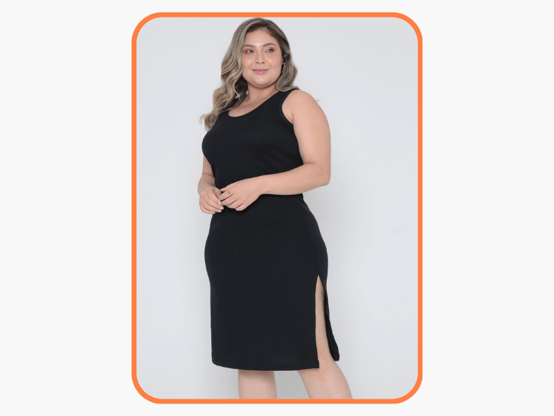 Vestido canelado plus size