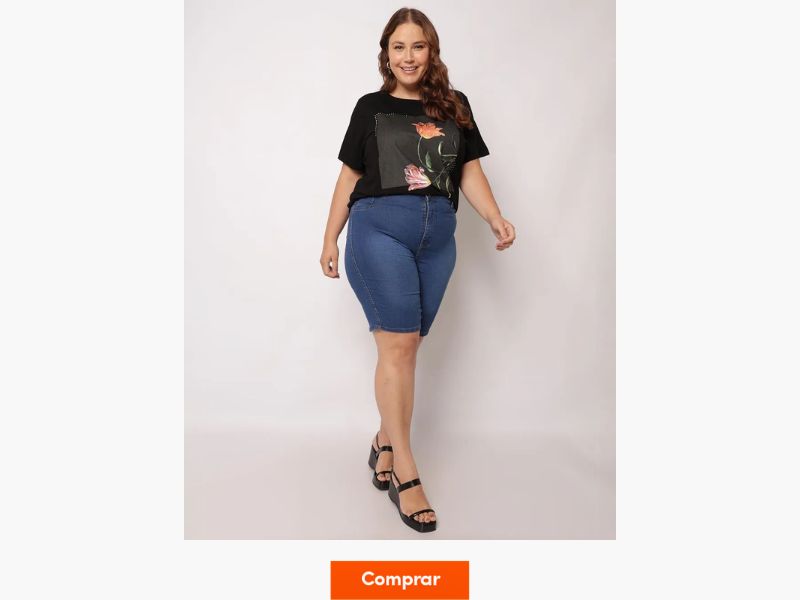 bermuda jeans plus size feminina