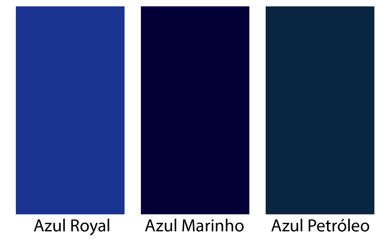 Paleta com tons de azul escuro: azul royal, azul marinho, azul petróleo