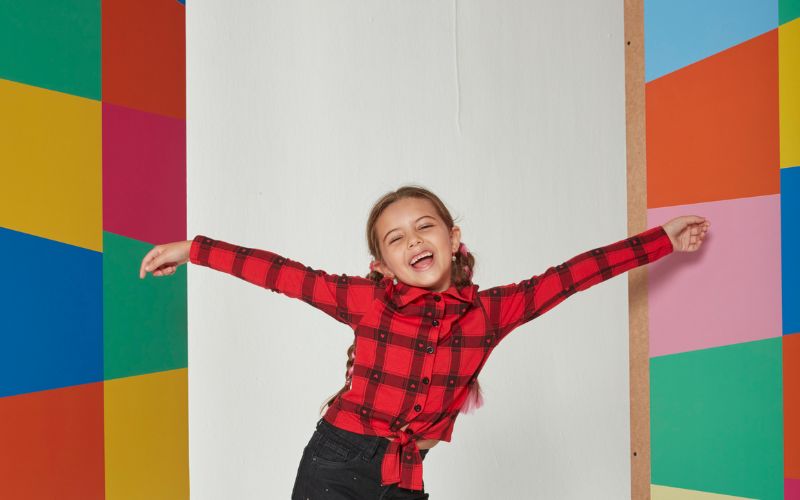 Vestido para Bebê Xadrez Festa Junina Vermelho