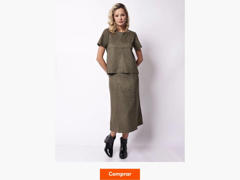conjunto elegante feminino de suede