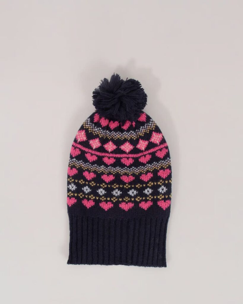 Gorro Juvenil Tricô PomPom Estampado Marinho