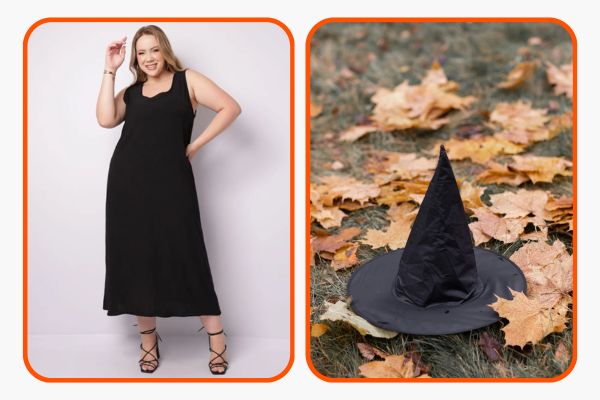 fantasia feminina com vestido preto