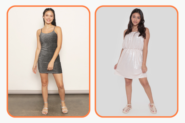 vestido juvenil com brilho