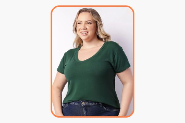 mulher veeste blusa plus size básica verde bandeira