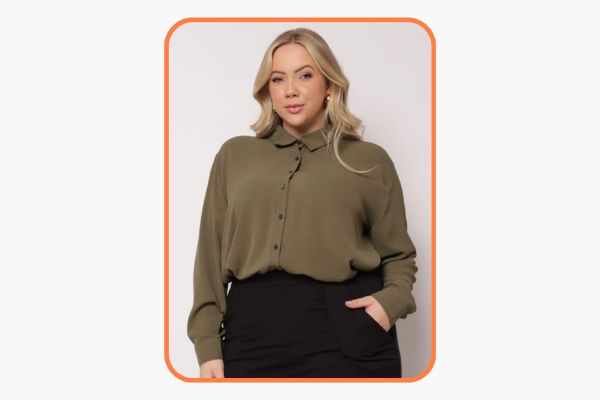 mulher veste camisa feminina de manga longa verde militar