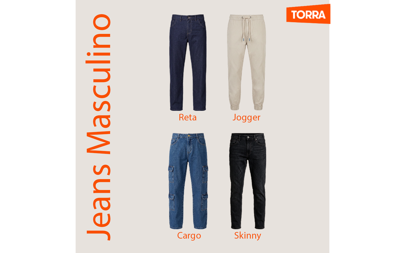 Principais modelos de calça jeans masculina: reta, jogger, cargo, skinny