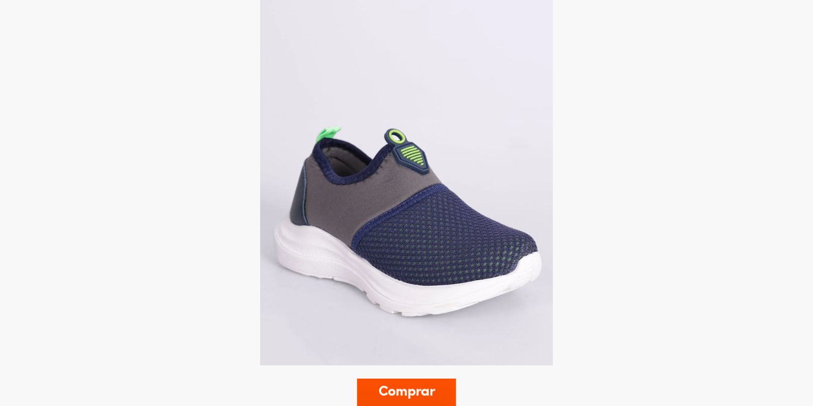 tênis infantil menino slip on azul escuro com detalhe cinza 