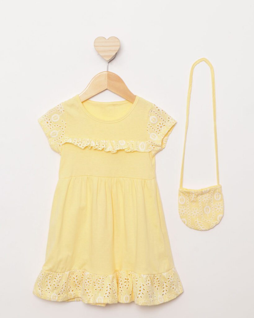 vestido infantil amarelo manteiga