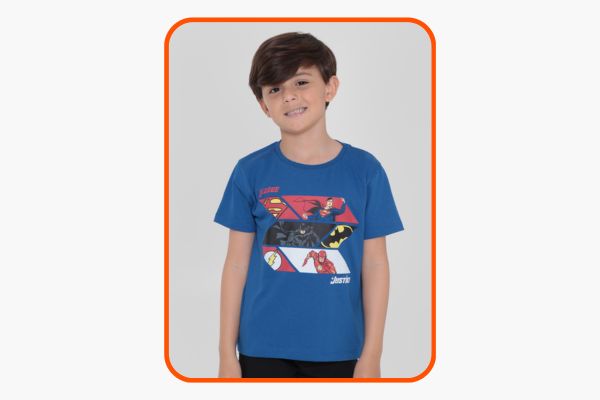 camiseta oficial Liga da Justiça infantil