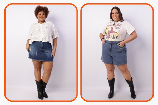 look são joão plus size com jeans