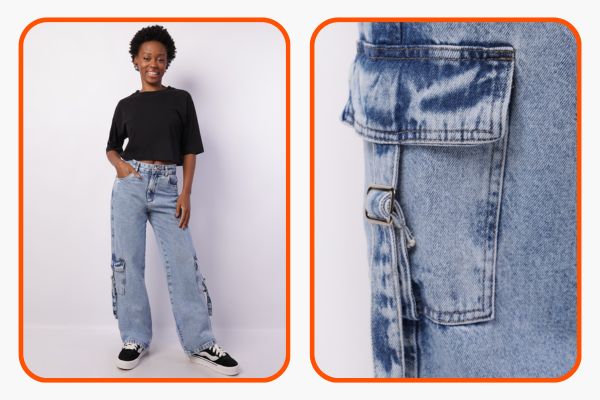 calça cargo jeans