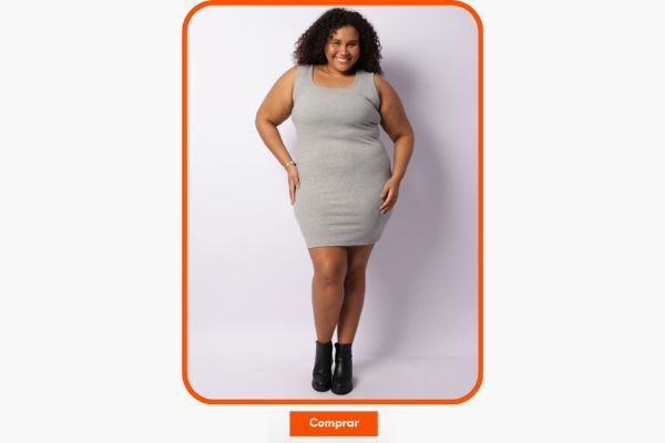 vestido canelado plus size