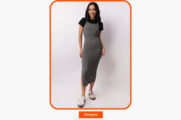 vestido feminino canelado