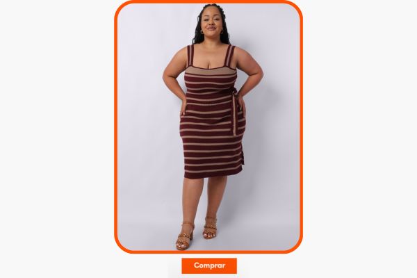 Vestido listrado marsala com detalhe de amarração