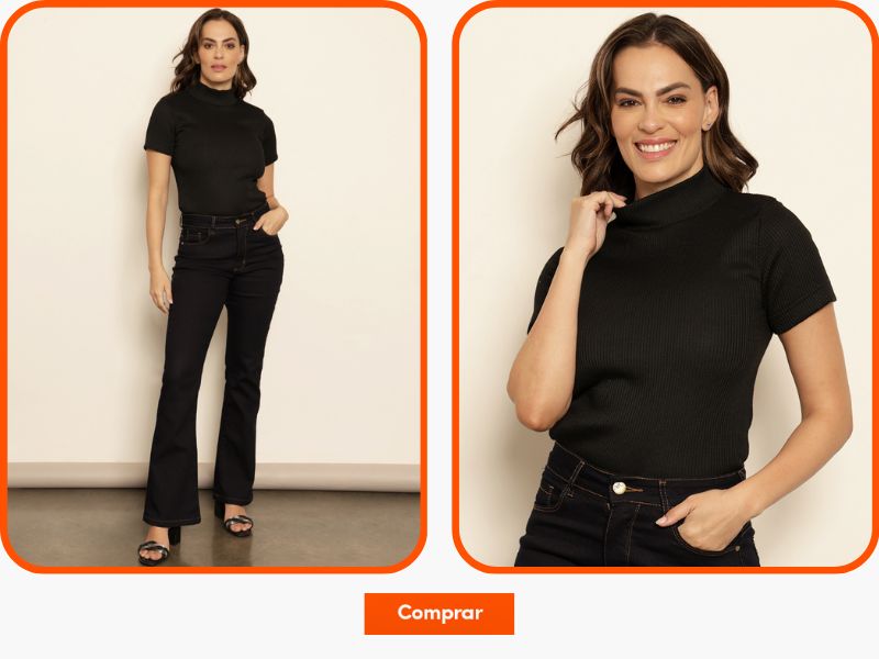 blusa canelada feminina social