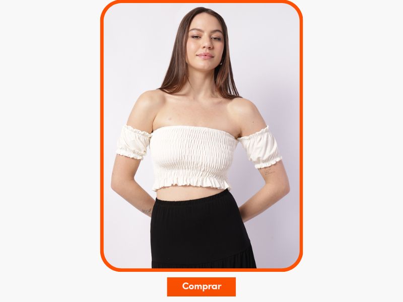 blusa feminina com lastex off white