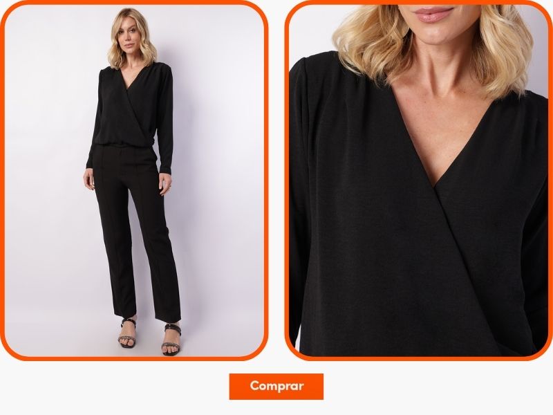 blusa feminina elegante com decote transpassado