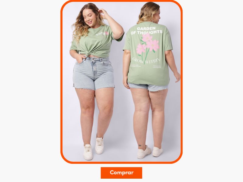 camiseta estampada plus size feminina