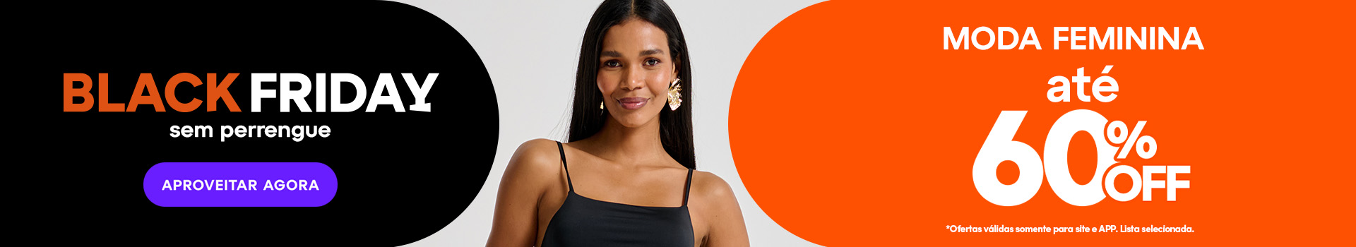 roupa feminina com 60% de desconto-