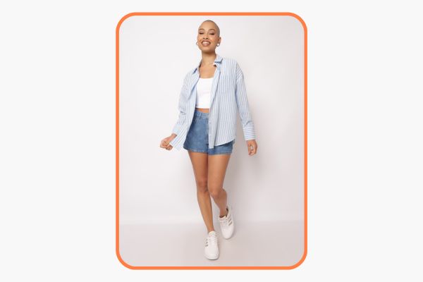 Tendência roupa tom azul pastel