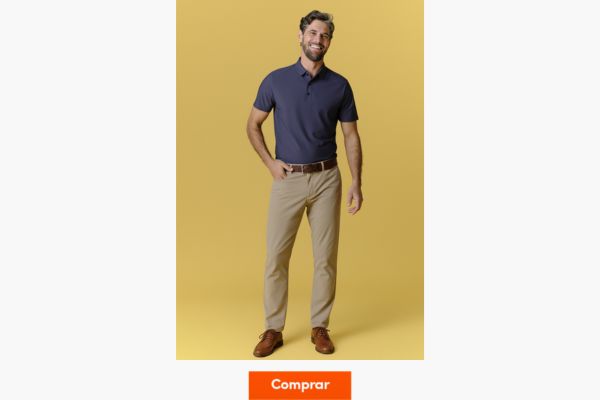 polo masculina por dentro da calça de sarja