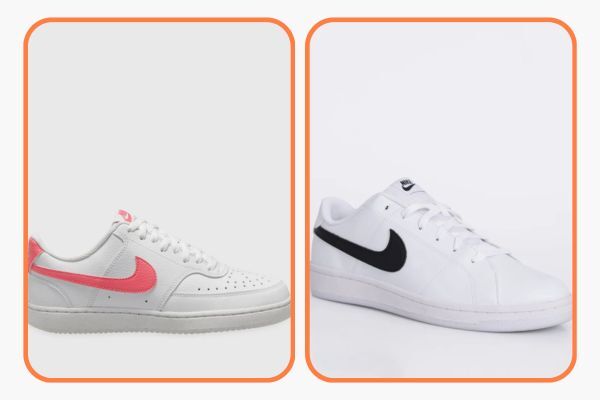 Tênis brancos Nike com detalhes coloridos