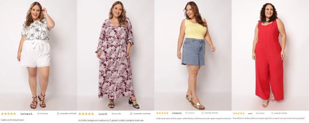 Avaliações positivas roupa plus size feminina