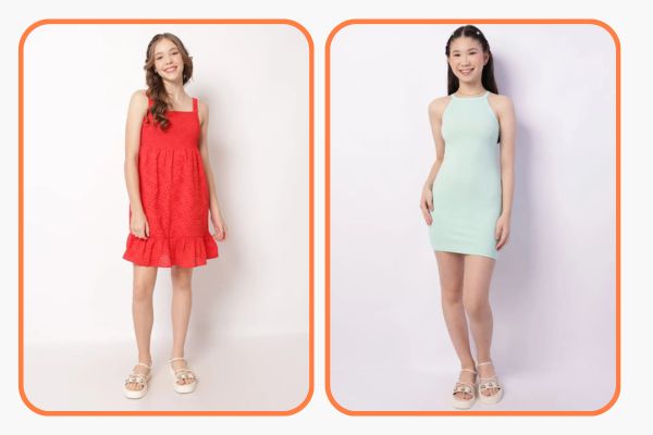 Meninas usando vestidos coloridos de verão