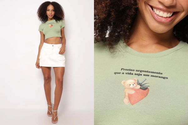 look baby tee com frase engraçada