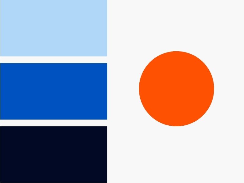 Combinação laranja com azul
