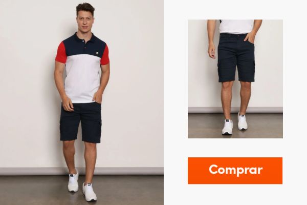 bermuda masculina de sarja azul marinho