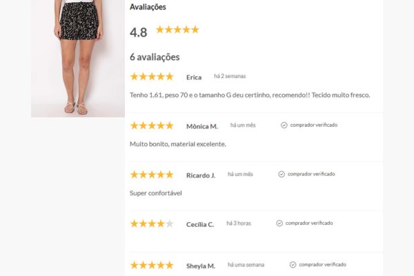 shorts femininos com boas avaliações