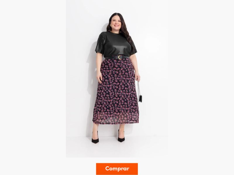 saia plus size estampada