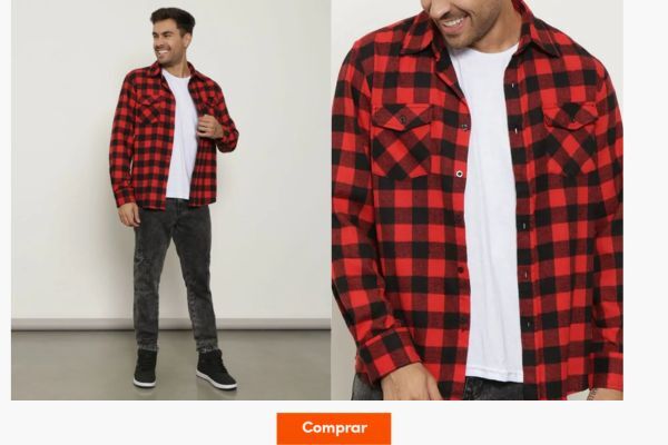 Homem usando camisa xadrez vermelha e preta