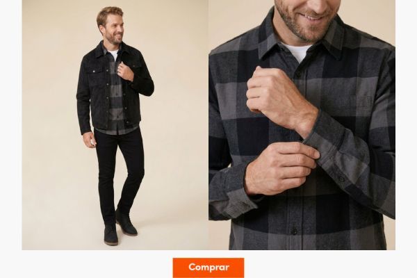 Homem usando camisa xadrez e jaqueta jeans