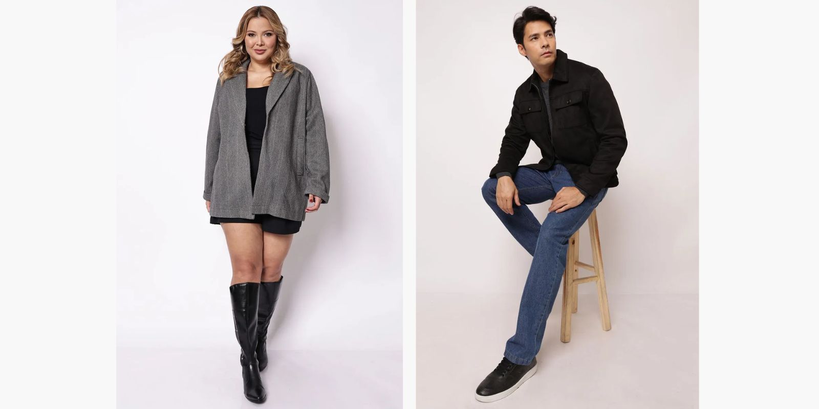 look preto com cor neutra