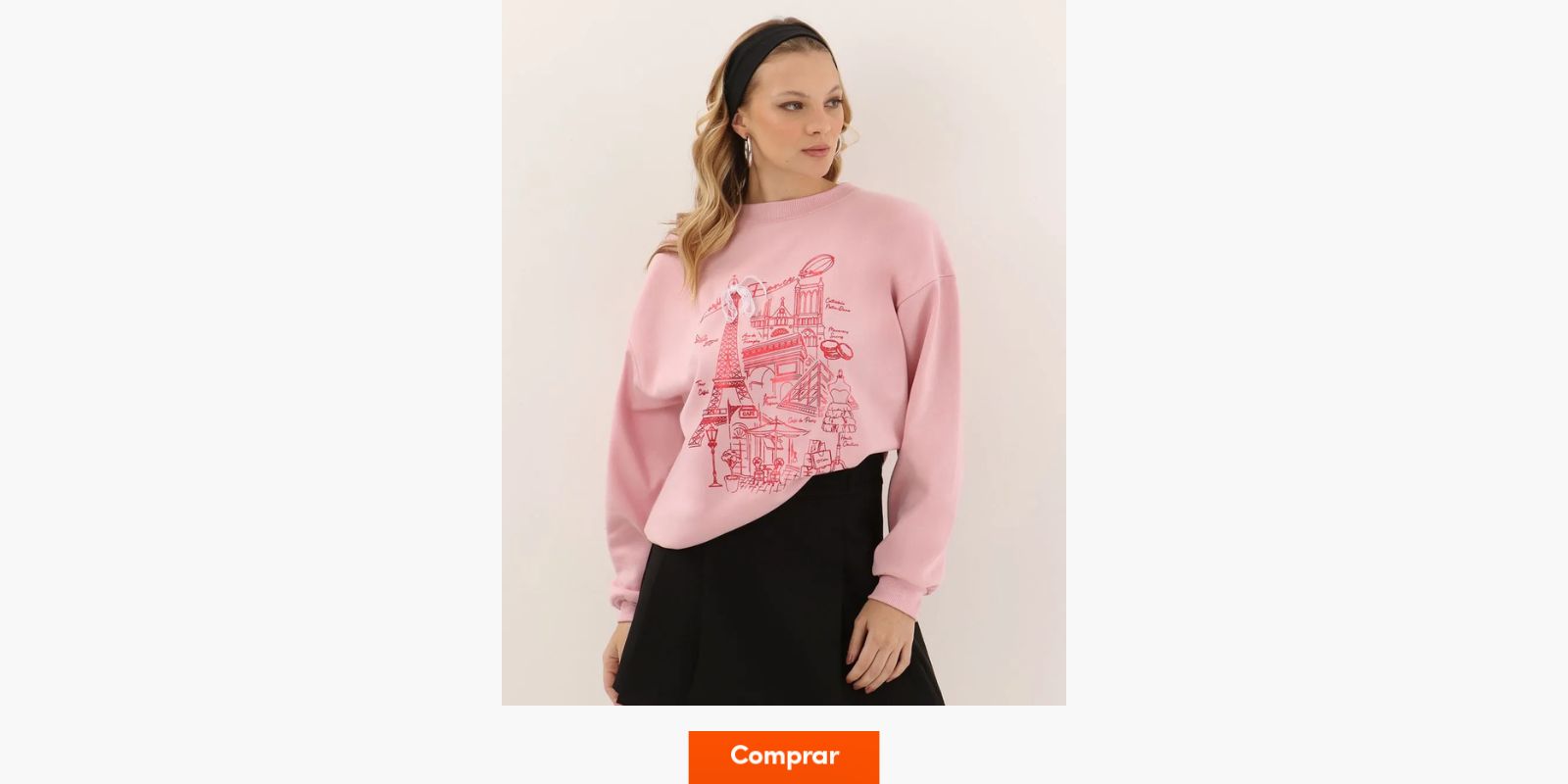blusão de moletom rosa Paris fashion feminino