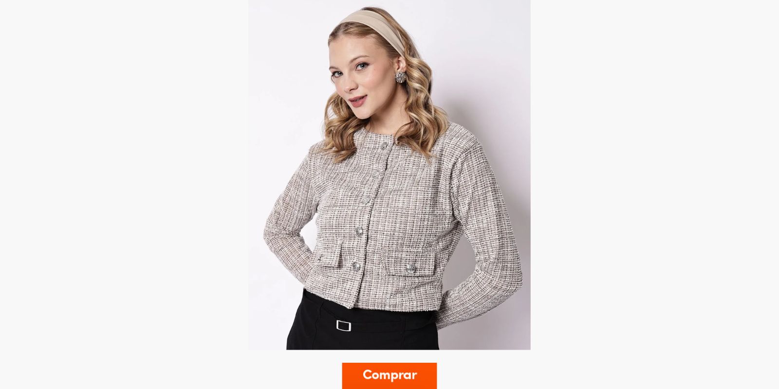 casaco feminino clássico de tweed