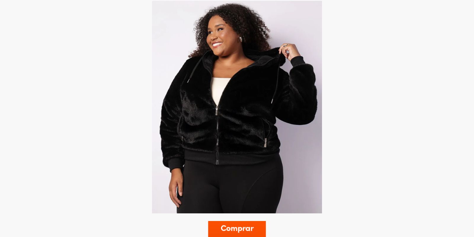 casaco teddy preto feminino plus size