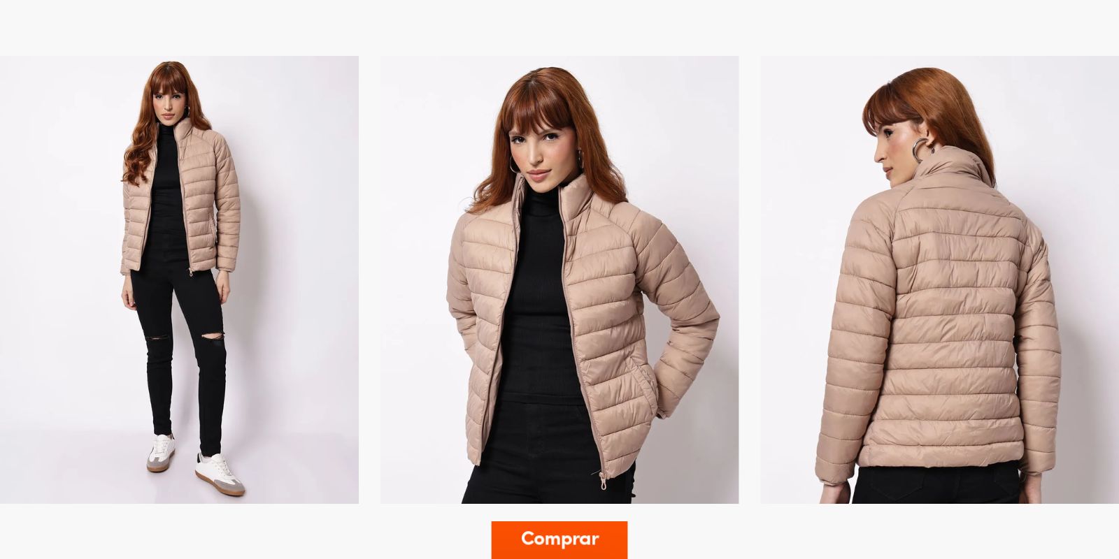jaqueta puffer feminina bege versátil e elegante
