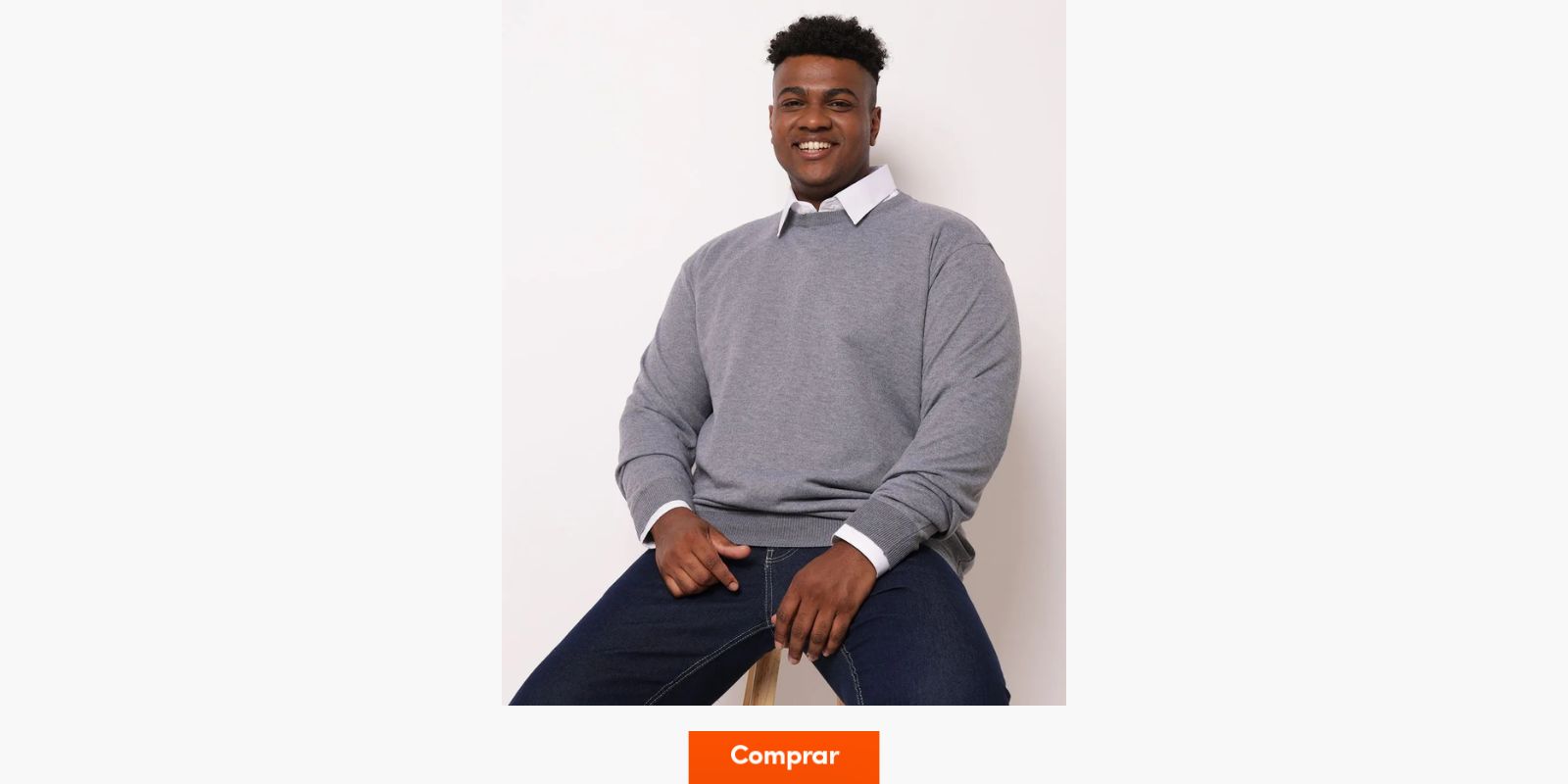 suéter tricô cinza masculino plus size