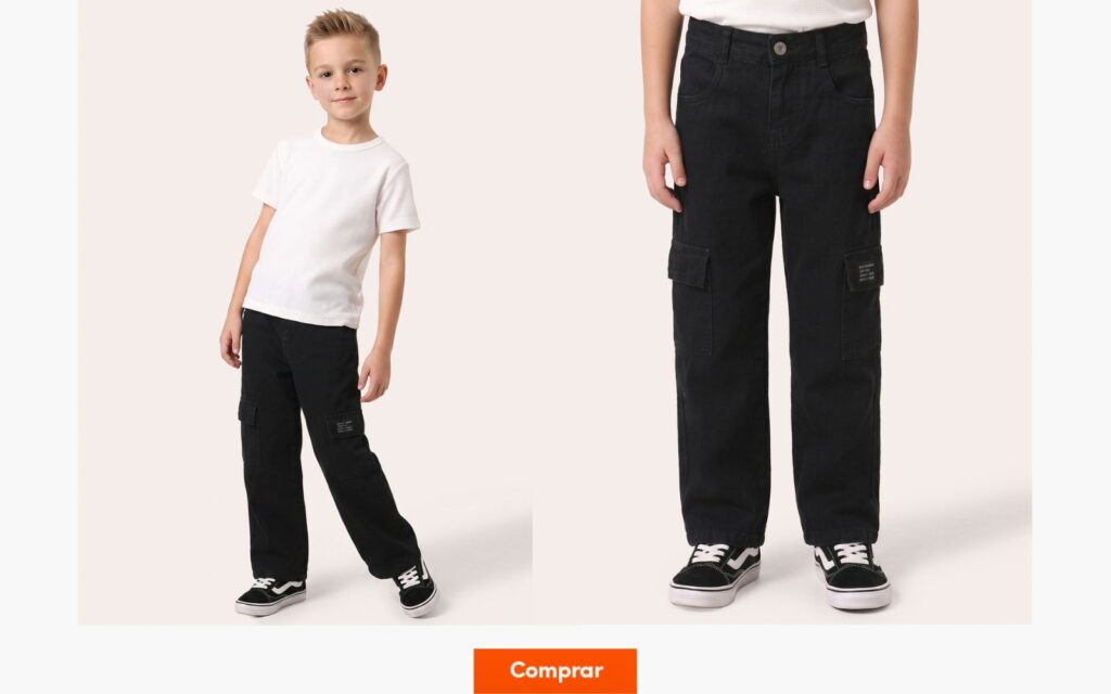 Criança com calça jeans preta
