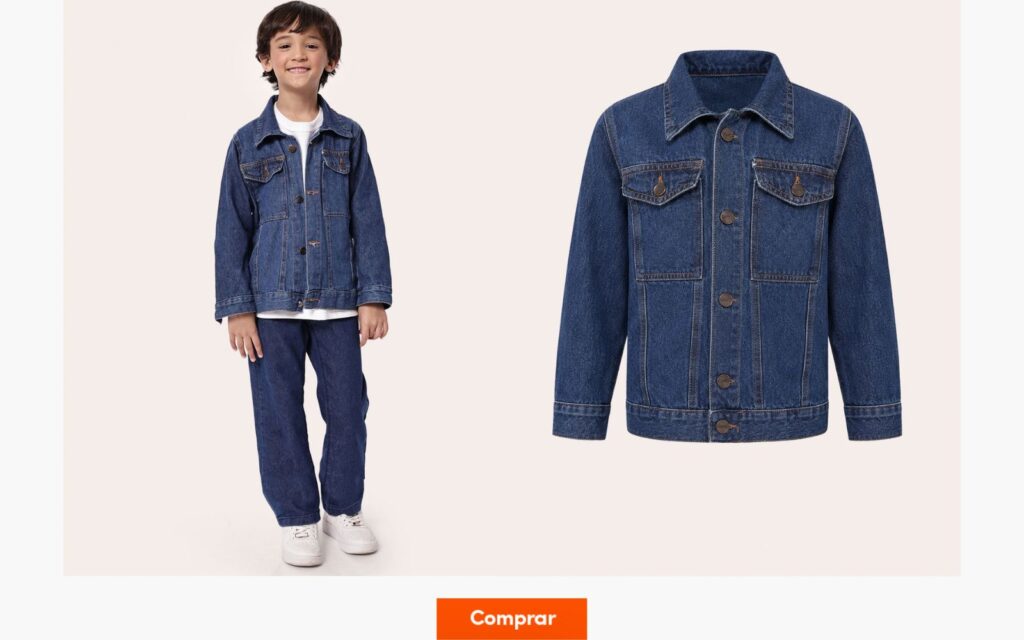 Criança com jaqueta jeans