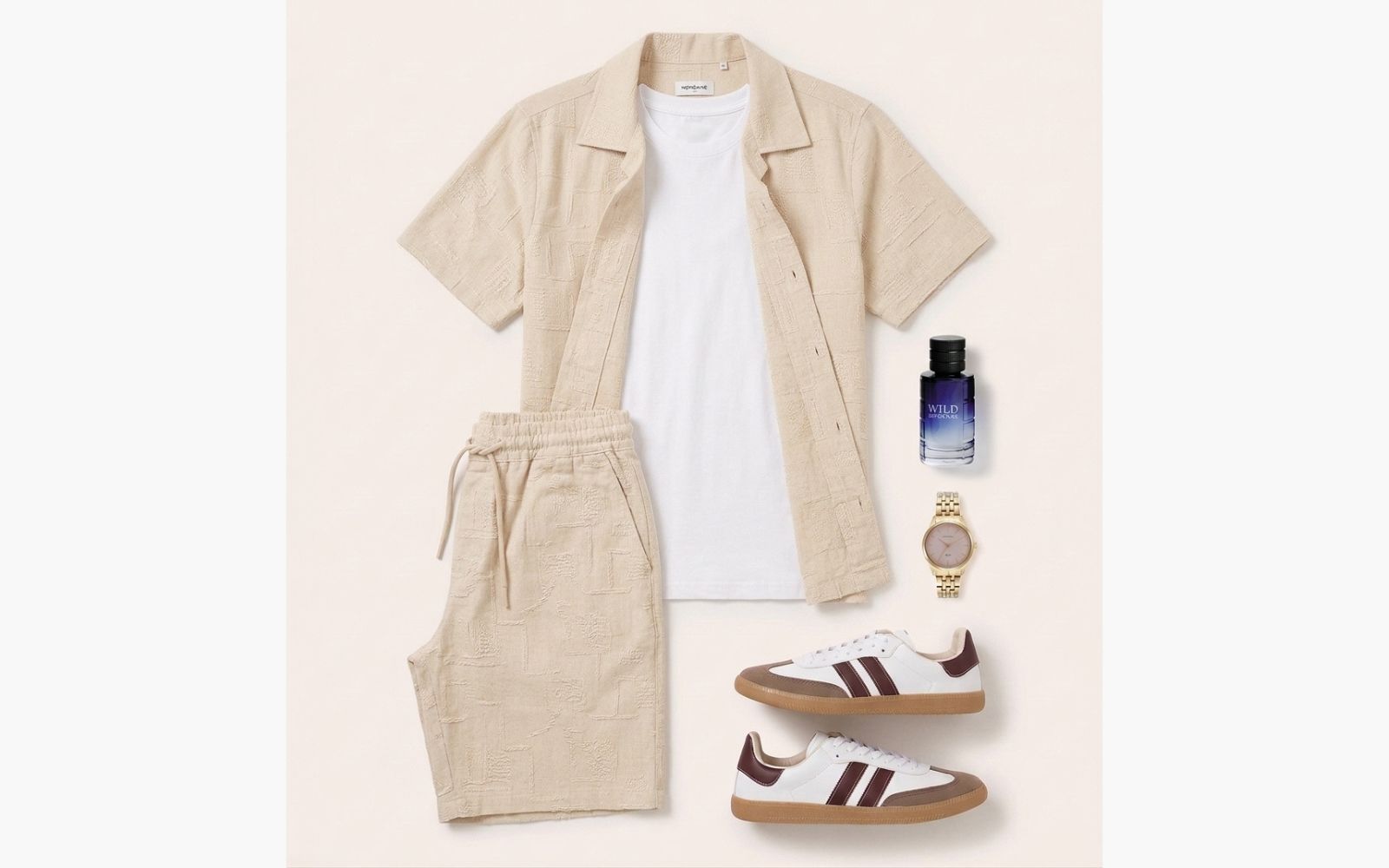 conjunto bermuda e camisa de linho masculina