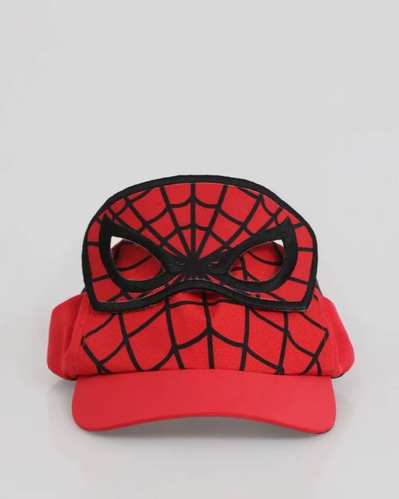 Boné Infantil Com Mascara Marvel Homem Aranha Vermelho